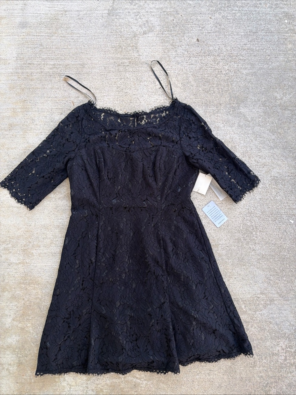 $158 Eliza J. Black Dress Women’s Size 14 Embroidered Flowers NWT